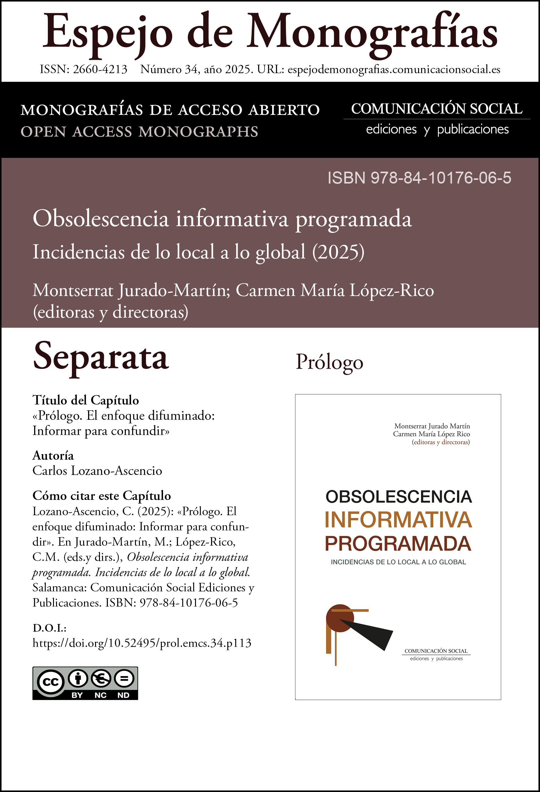 Separata correspondiente al Prólogo