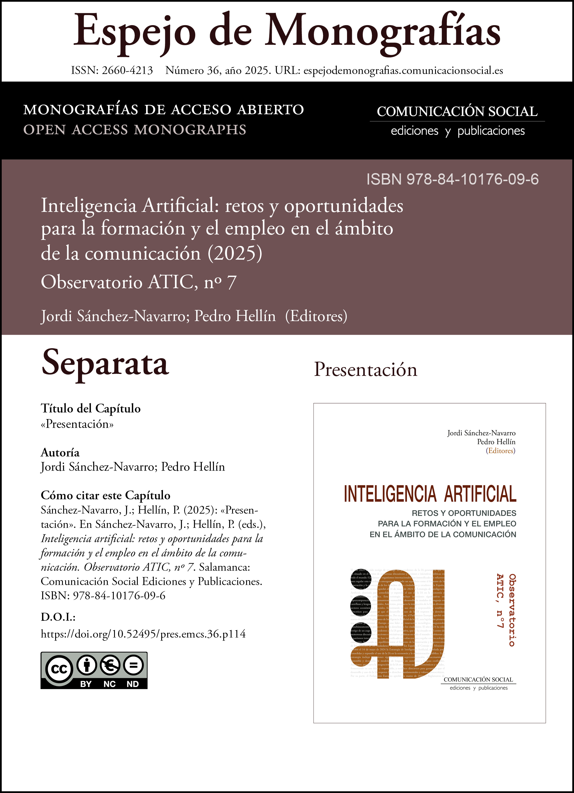 Separata correspondiente a la Presentación